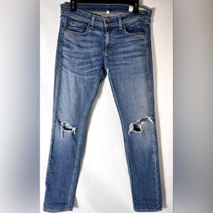 Rag & Bone Dre Jean Mid-Rise Distressed Slim Boyfriend Jeans East Lake Womens 28